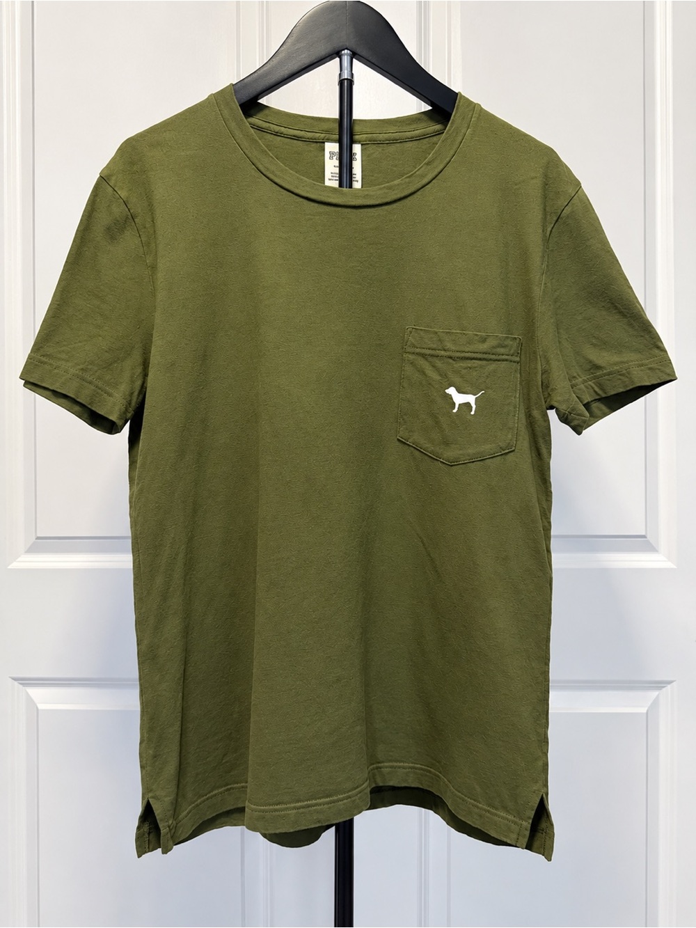 PINK Victoria's Secret Olive Green Pocket Tee with Dog Logo